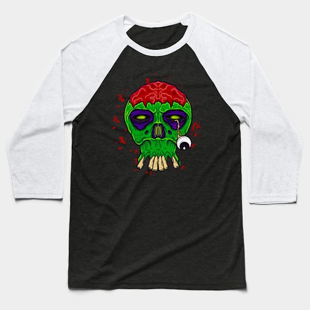 Zombie food Baseball T-Shirt by Chillateez 